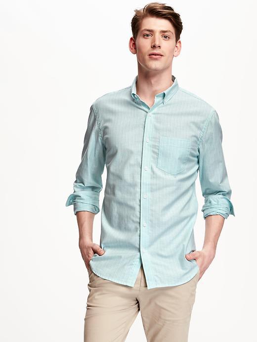 Old Navy Slim Fit Summer Weight Oxford Shirt For Men - Aqua Stone