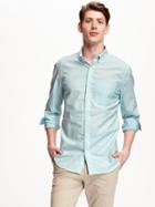 Old Navy Slim Fit Summer Weight Oxford Shirt For Men - Aqua Stone