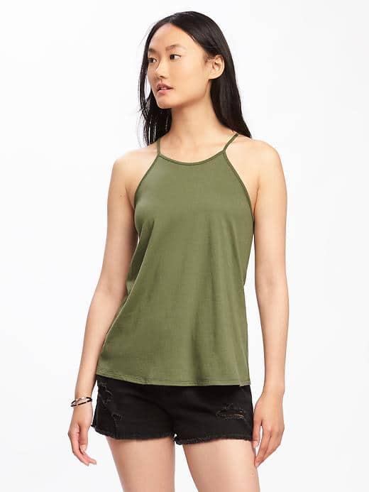 Old Navy Relaxed High Neck Y Back Tank For Women - I Think Olive