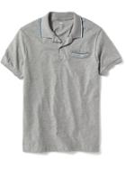 Old Navy Tipped Welt Pocket Polo For Men - Heather Gray