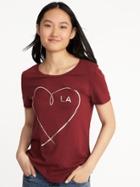 Old Navy Womens La-graphic Tee For Women Gosh Garnet Size Xs