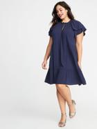 Old Navy Womens High-neck Plus-size Swing Dress Lost At Sea Navy Size 2x
