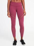 Old Navy Womens Mid-rise 7/8-length Mesh-trim Leggings For Women Winter Plum Size Xl