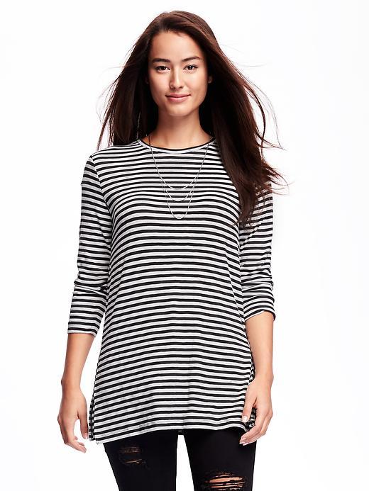 Old Navy Long & Lean Rib Knit Tunic For Women - White Stripe