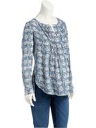 Old Navy Long Sleeve Tunic Blouse For Women - Light Blue Print