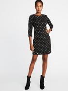 Old Navy Womens Patterned Ponte-knit Sheath Dress For Women Black/white Dots Size S