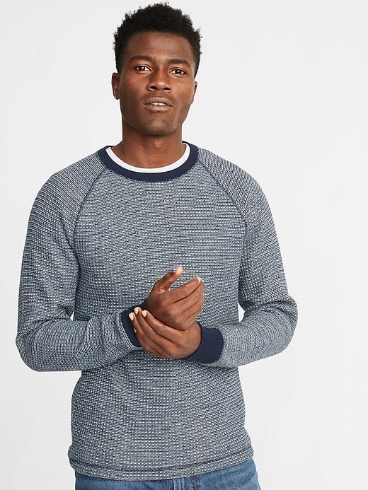 Old Navy Mens Chunky-textured Thermal-knit Tee For Men Lost At Sea Navy Size S
