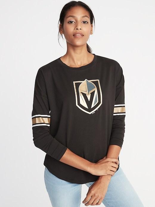 Old Navy Womens Nhl Team Sleeve-stripe Tee For Women Golden Knights Size M