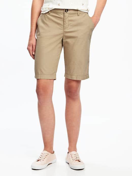 Old Navy Relaxed Mid Rise Canvas Bermudas For Women 10 1/2 - Rolled Oats