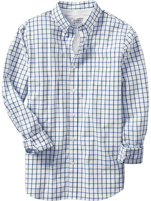 Old Navy Mens Everyday Classic Regular Fit Shirts - Emmett Emerald Min Chk