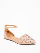 Old Navy Womens Laser-cut Pointy-toe Flats For Women Blush Size 10