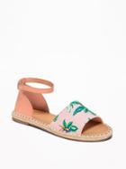 Old Navy Womens Patterned Canvas Espadrille Sandals For Women Pink Hidden Parrot Size 9