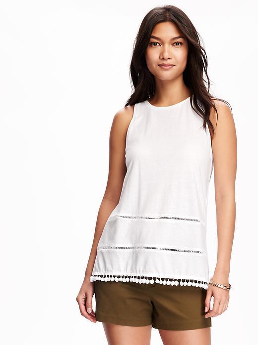 Old Navy Relaxed Pom Pom Tank For Women - White