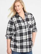 Old Navy Womens Classic Plaid No-peek Plus-size Flannel Shirt Black Buffalo Size 2x