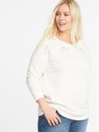Old Navy Womens Relaxed French Terry Eyelet Plus-size Sweatshirt Creme De La Creme Size 1x