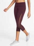 Old Navy Womens Mid-rise Side-mesh Compression Crops Burgundy Size L