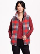 Old Navy Womens Plaid Frost Free Vest Size L Tall - Red Plaid