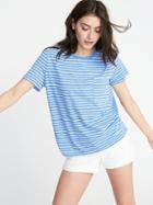 Old Navy Womens Boyfriend Slub-knit Tee For Women Blue Stripe Size Xs