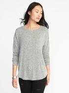 Old Navy Womens Plush-knit Pocket Tee For Women Light Heather Gray Size M