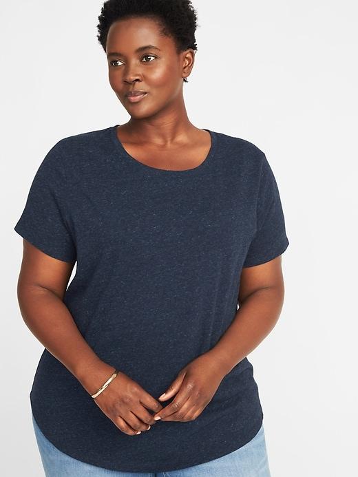 Old Navy Womens Everywear Plus-size Curved-hem Tee Heather Navy Size 1x