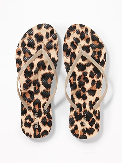 Old Navy Womens Patterned Flip-flops For Women Big Leopard Size 8
