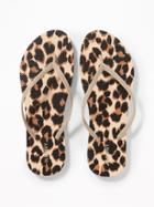 Old Navy Womens Patterned Flip-flops For Women Big Leopard Size 8