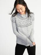 Old Navy Womens Brushed-knit Turtleneck Sweater For Women Heather Gray Lurex Size Xxl