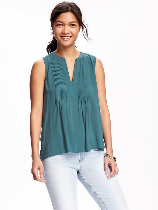 Old Navy Pintuck Swing Tank For Women - Emerelda