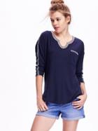 Old Navy Oversized Embroidered Dolman Sleeve Top - Lost At Sea Navy