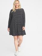 Old Navy Womens Plus-size Jersey Swing Dress Black White Stripe Size 1x