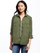 Old Navy Twill Utility Shirt Jacket For Women - I Think Olive