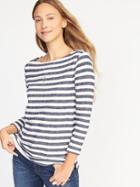 Old Navy Womens Relaxed Mariner-stripe French-terry Top For Women Blue Stripe Size Xxl