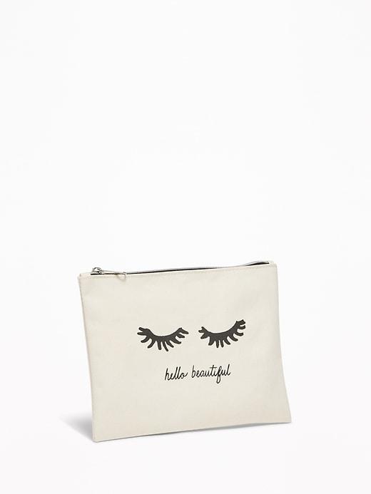 Old Navy Womens Printed Canvas Cosmetics Bag For Women Hello Beautiful Size One Size