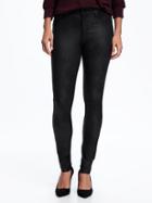 Old Navy Mid Rise Sueded Leather Like Rockstar Jeans For Women - Black