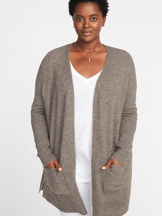 Old Navy Womens Long-line Plus-size Open-front Sweater Mushroom Size 1x