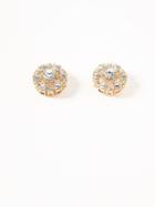 Old Navy Crystal Floral Stud Earrings For Women - Gold