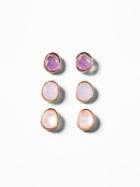 Faceted-stone Stud Earrings 3-pack For Women