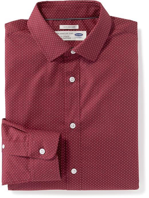 Old Navy Slim Fit Built In Flex Signature Non Iron Shirt For Men - Gosh Garnet
