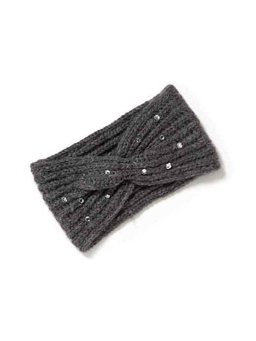 Old Navy Embellished Sweater Knit Headband For Women - Heather Grey