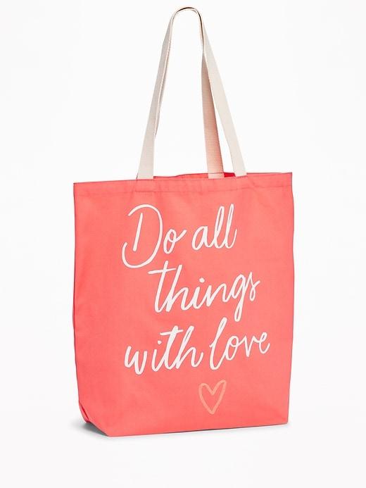 Old Navy Womens Printed Canvas Tote For Women Do All Things With Love Size One Size
