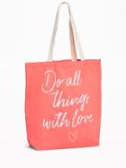 Old Navy Womens Printed Canvas Tote For Women Do All Things With Love Size One Size
