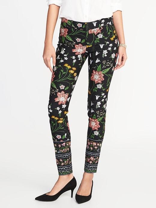 Old Navy Womens Mid-rise Pixie Full-length Pants For Women Black Floral Size 6