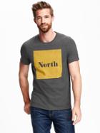 Old Navy Graphic Crew Neck Tee For Men - Dark Charcoal Gray
