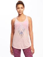Old Navy Semi Fitted Go Dry Graphic Racerback Tank For Women - Pink Sky