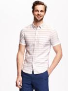 Old Navy Slim Fit Patterned Shirt For Men - Cream Of Wheat