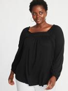 Old Navy Womens Relaxed Plus-size Crochet-trim Top Black Size 3x