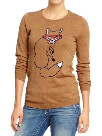 Old Navy Old Navy Womens Graphic Crew Neck Sweaters - Heather Camel