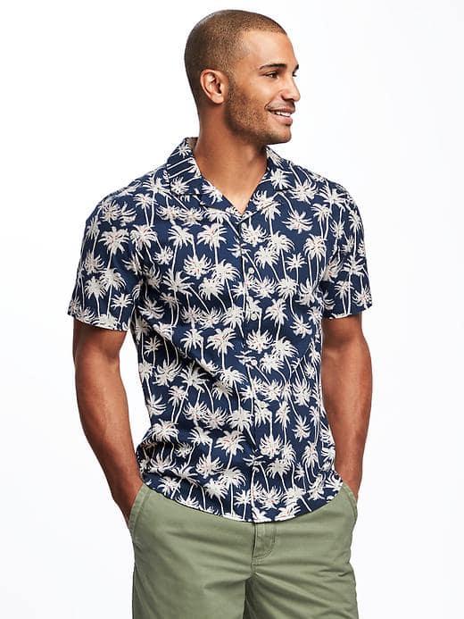 Old Navy Slim Fit Getaway Shirt For Men - Sea Salt