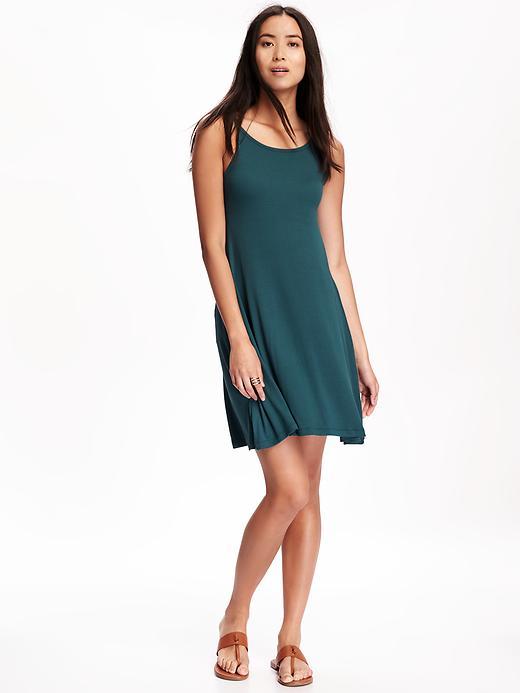 Old Navy Ribbed High Neck Trapeze Dress For Women - Palm Green