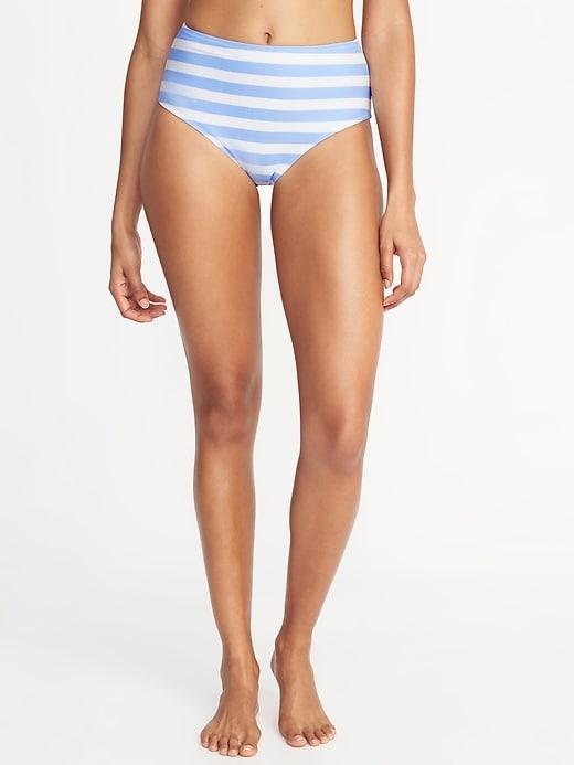 Old Navy Womens High-waist Swim Bottoms For Women Blue Stripe Size Xxl